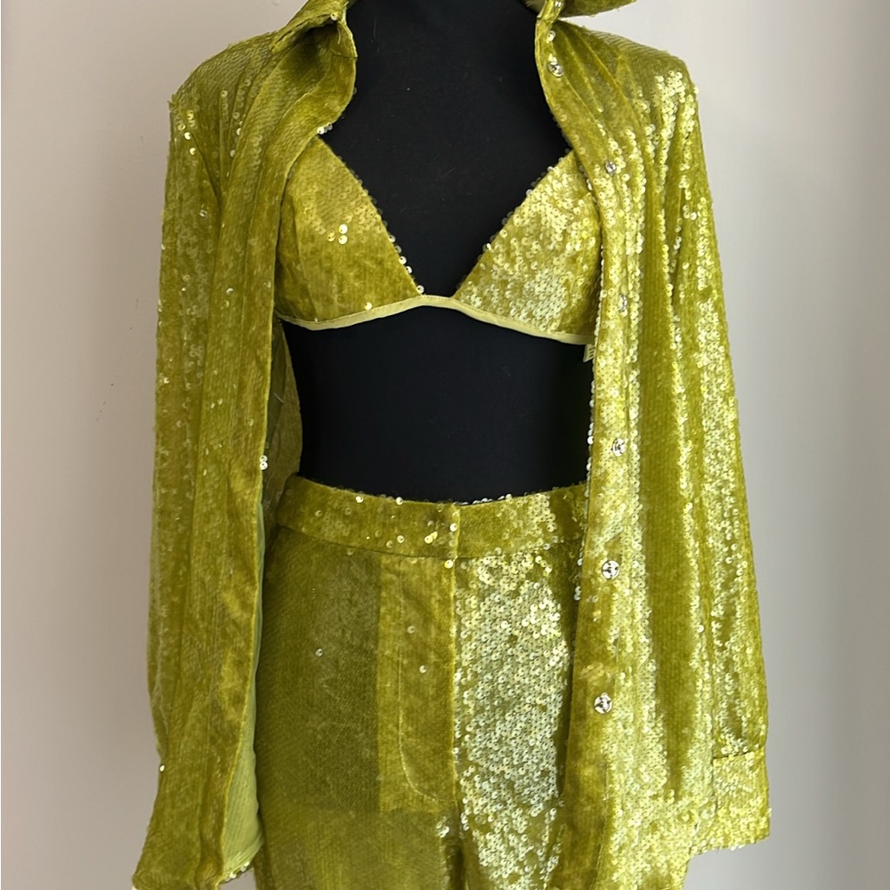 Fashion Nova Sparkling Green Sequin Set
